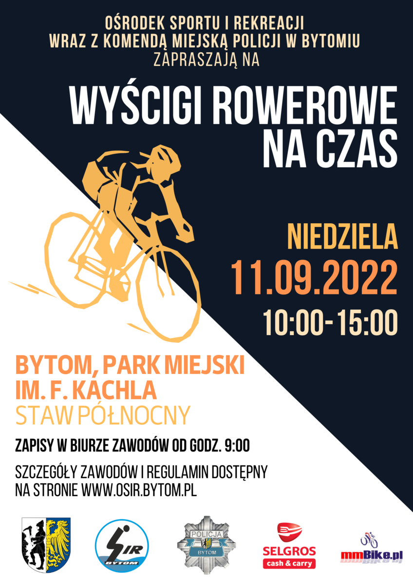 Plakat wyścigi rowerowe na czas