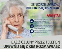 Starsza kobieta odbiera telefon-plakat