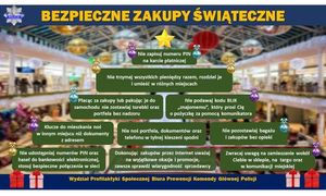 Plakat bezpieczne zakupy świąteczne.