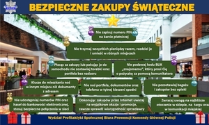 Plakat bezpieczne zakupy świąteczne.