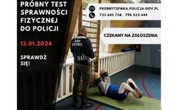 Plakat próbny test sprawności fizycznej do Policji.