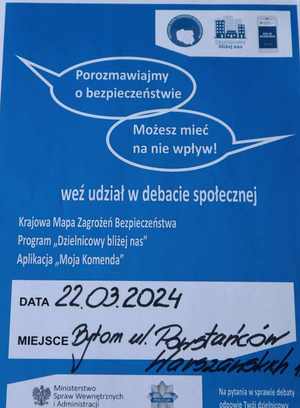 Plakat zachęcający do wzięcia udziału w debacie społecznej.