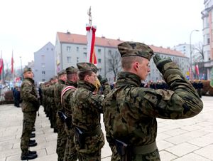 Na zdjęciu salutujący żołnierze.