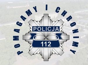na zdjęciu gwiazda policyjna i napis Pomagamy i chronimy Policja 112