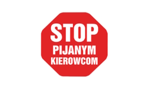 na zdjęciu biały napis stop pijanym kierowcom na czerwonym tle
