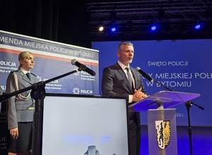 Prezydent Miasta Bytomia przy mikrofonie